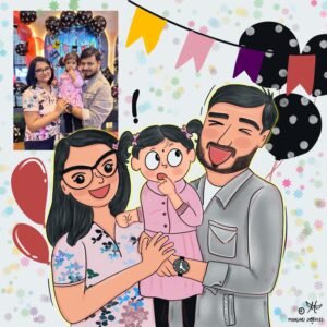 Family pic in cartoon style